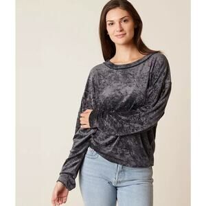 We The Free People Milan Y2K Velvet Top Pullover Black Women's Size XS Casual